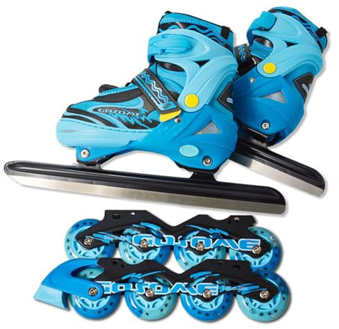 Verstellbare Schlittschuhe,Boy Schlittschuh,Schlittschuhe Damen/Mädchen,Inline Skates und Schlittschuhe,Einstellbare 4 Größenbereiche,Schnellschnürsystem Push-Lock-Schnalle,ideal für Einsteigerinnen