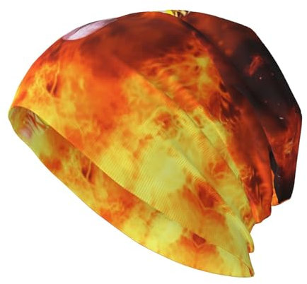 JEKYDOSD Feuerwehrmann Feuerwehrmann Flamme Print Erwachsene Herren Strickmütze Stretch Kopfbedeckung Beanie Mütze Schwarz, Schwarz, Einheitsgr��e