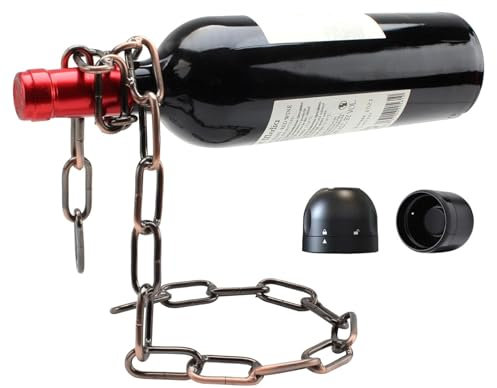 Blaucap Porte-bouteille de vin flottant avec bouchon à vin et bouchon à champagne - Design magique en métal de qualité supérieure - Support pour bouteille de vin
