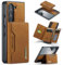 Custodia a portafoglio 2 in 1 per Samsung Galaxy Z Fold 6, custodia in pelle opaca con supporto per carte di credito staccabile portafoglio con fibbia design cover - marrone