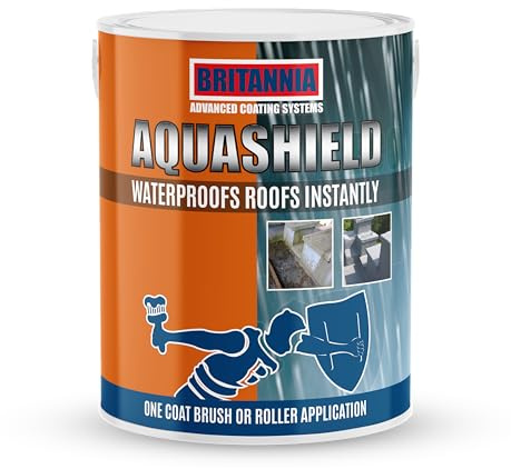Britannia Paints Aquashield Black 5kg - One Coat - Instant Waterproof Roof Coating