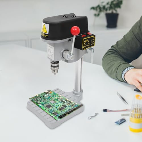 340W Mini Tischbohrmaschine,Bohrmaschinen Ständerbohrmaschine, mit Kopfeinheit und Stahlrohrsäule 3 Geschwindigkeiten Standbohrmaschine, Bankbohrer,Einstellbar 8000-16000 U/MinMini Tischbohrmas