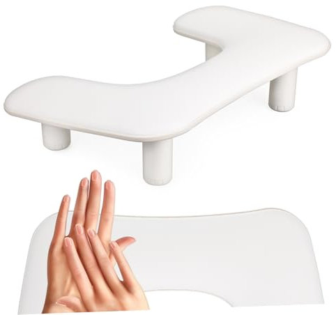 TOGEVAL Nail Arm Rest U-shaped Manicure Hand Rest for Nail Techs Desk Accessory Comfortable and Sturdy White