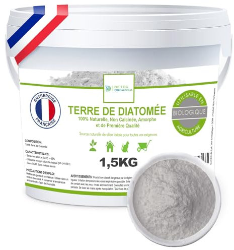 DETOX ORGANICA Terre de Diatomée - Punaise de Lit, Anti Fourmis, Anti Puces Chat et Chien, Vermifuge - Barrage Insectes - Utilisable en Agriculture Biologique - 100% Naturelle et Fabriqué en France