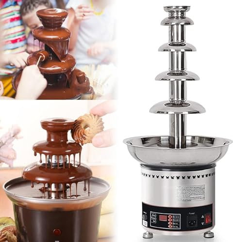 QUSYZD Fontaines à Chocolat, Fontaine à Chocolat électrique à 4/5/6 Niveaux, Machine à Fondue en Cascade en Acier Inoxydable avec contrôle de la température pour équipement de Buffet,5tier