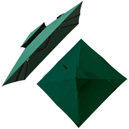 Housse de rechange pour parasol déporté - Tissu imperméable - 8 baleines - Vert foncé - 3 x 3 m
