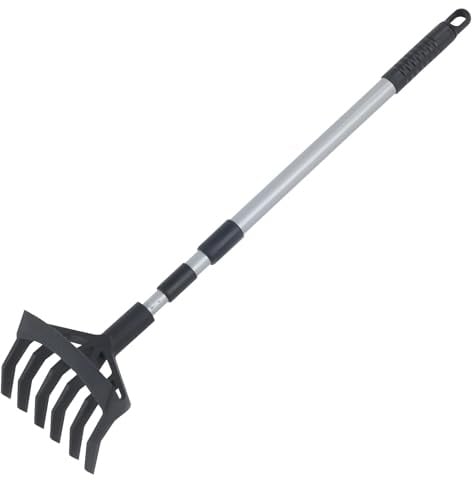 Maximex Gartenhacke Kultivator 2in1 Teleskopstiel effiziente Gartenarbeit Bodenlockern Unkrautentfernung ergonomisch leicht robust Kunststoff Metall Stahl 17 x 72-138 x 12 cm Schwarz Grau
