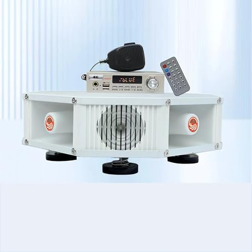 STMKB Amplificador para Coche, Altavoz Publicitario De Alta Potencia, Sonido De 360°, Compatible con Lectura De Disco TF/U, Conexión De Micrófono, Conexión BT, 4 Tweeters + 4 Woofers