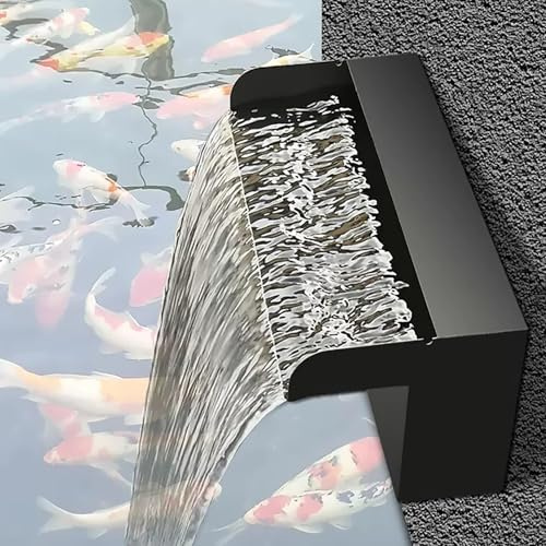 YZRDCXM Teich-Wasserfall-Überlauf, schwarzer Pool-Brunnen, Wasserspiel, Wasserfall-Brunnen-Set, Edelstahl-Wasserfall-Brunnen for den Innen- und Außenbereich, for Garten, Terrasse, Hinterhof(60CM)