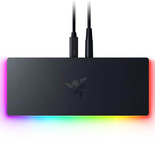 Razer Thunderbolt 5 Dock Chroma: 10 Ports w/M.2 Storage Slot - Triple 4K Displays at 144 Hz or Single 8K at 60 Hz - Thunderbolt Share Enabled - 140W Power Delivery - Connect 3 TB5 Devices - Black