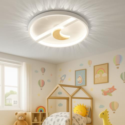 Epochglo LED Deckenleuchte 50W 4000LM, Mond-Design Deckenlampe Kinderzimmer Dimmbar 3000K-6500K mit Fernbedienung, Nachtlicht & Timer, Moderne Schlafzimmer Lampe mit für Wohnzimmer