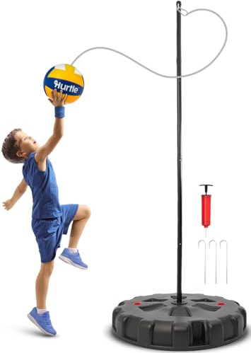 Hurtle Set Tetherball con Pelota y Cuerda, Poste Ajustable para Exterior | Pelota con poste, Base rellenable estable, Facil montaje