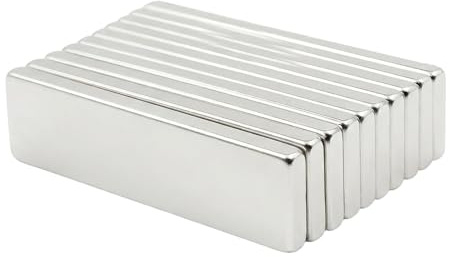 Ztolbriy 10 Stück Neodym Magnete Stark, Magnete mit Starkem Halt, Flache Magnetleisten aus Seltenerd, Geeignet für Küchen, Whiteboards, Kühlschränke, 40x10x3mm
