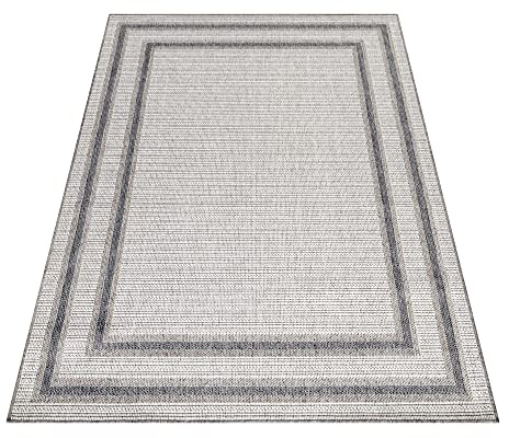 KADIMA DESIGN Küchenteppich Bordüren-Muster Edel Wetterfest Langlebig Waschbar Belastbar Strapazierfähig Creme 140x200 cm Balkon Küche Oeko-TEX Zertifiziert | Orla