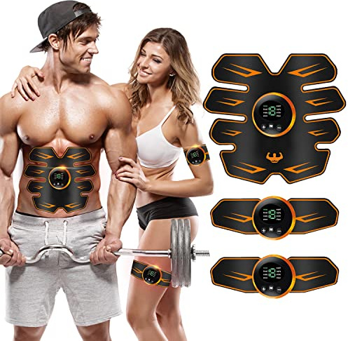 Electrostimulateur Musculaire,Ceinture Abdominale Electrostimulation,3 La Machine,3 Patch,8 Modes et 19 Intensités,LCD,Rechargeable par USB pour Abdos/Bras/Jambes/Fesses