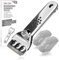 COM-FOUR® Raschietto per piano cottura con lame di ricambio - raschietto in acciaio inox - raschietto con manico antiscivolo e protezione lama (01 pezzi + 12 lame)