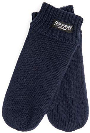 EEM Kinder Winterhandschuhe Fäustling in drei Größen, 100% weiche Baumwolle, Thinsulate Thermofutter, marine S