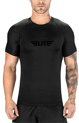 Elite Sports 2022 Jiu Jitsu BJJ Rashguards, Hombre BJJ, No GI, MMA Ranked Short Sleeve Compression Base Layer Rash Guard