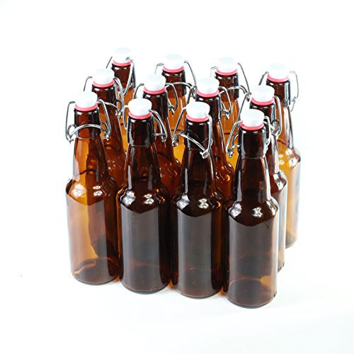 CultusWares Swing Top Bottles - Brown Glass Beer Swing Stopper Bottles X12 (330ml)