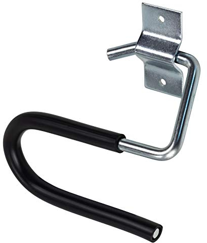 Gedotec Skihalter gebogen Gerätehalter Garage Wandhalter für die Wand-Montage | Tragkraft 10 kg | Stahl verzinkt | universal Wandhaken schwarz gummiert | 1 Stück - Ski-Halterung zum Schrauben