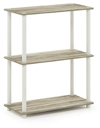 Furinno 3-Ebenen kompaktes Mehrzweck-Regal, holz, Sonoma Eiche/Weiß, 75.18 x 59.94 x 29.46 cm