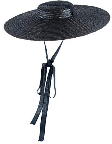 GEMVIE Damen Sonnenhut Stroh Strohhut mit Breiter Krempe Sonnenhut mit Lang Band Grün Umfang 47cm
