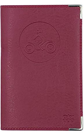 COL Porte Papier Moto Bordeaux adapté Nouveau Format permis de Conduire étui Carte Grise Assurance Fabrication Française