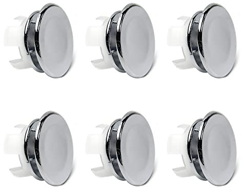MroMax 6Pcs Kitchen Sink Overflow Cover Solid Sink Basin Leakproof Round Overflow Ring Double Ring Remplacement Insert in Hole Caps for Bathroom Vessel Kitchen Basin Vanity Sink Silver Tone