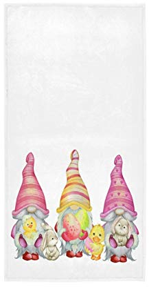 Handtücher mit Oster-Zwergenhasen, Eier, Kaninchen, Hühner, Küche, Geschirrtücher, weiche Qualität, Premium-Waschlappen, Badezimmer-Dekoration, für Gäste, Hotel, Spa, Sport, 76.2 x 38.1 cm