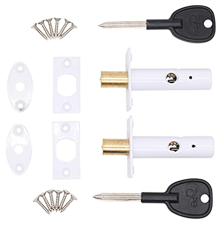 Door Mortice Rack Bolts | White | Pack of 2 + 2 Star Keys