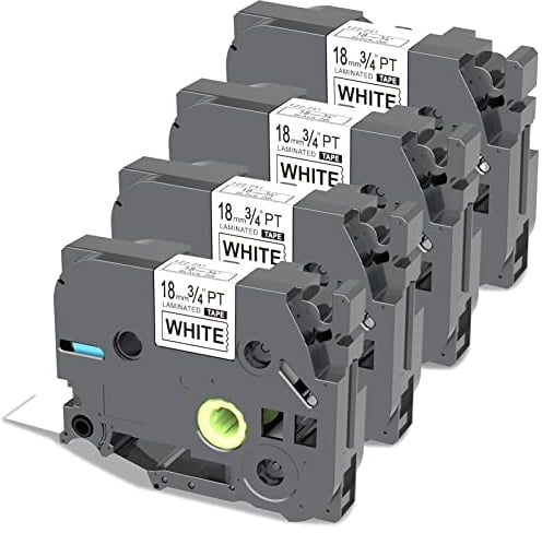 PROFICETIK TZ241 Etikettenband, kompatibel mit Brother p-Touch Etikettenmacher, Ersatzband für P Touch Label Tape tze 241, 18 mm, 0,7, laminiert, weiß, für PTD210, PTH100, PT200, 4 Stück