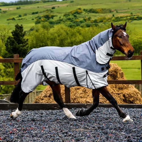 Equitack 600D Fly Rug for Horses, Grey/Silver, 6'9
