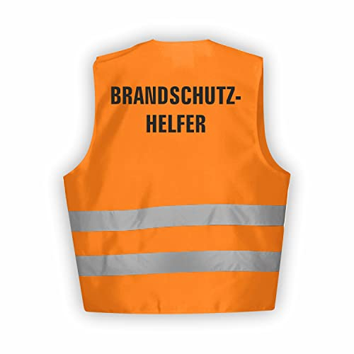 Fassbender-Druck WARNWESTEN - Sicherheitsweste ORANGE Warnweste nach EN ISO 20471 zertifiziert - Warn Weste für BRANDSCHUTZHELFER - mit hochwertigem Reflektorstreifen (ORANGE I XL/XXL I 10er Set)