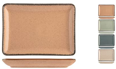 H&H 9000512 Assiette Rectangulaire Pearl, Porcelaine, Multicolore, 13 x 18 cm, Porcelaine