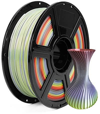 Flashforge 3D-Drucker-Filament 1,75 mm, 3D-Drucker-Filamente, 1 kg Spule, Maßgenauigkeit +/- 0,02 mm, umweltfreundlich, kein Rauch und kein Geruch (Regenbogen, Seide PLA)