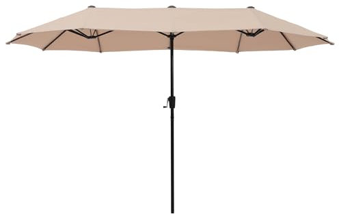 HERA'S PALACE Grand Parasol Rectangulaire de 4 m avec Manivelle, Puissante Protection UV, pour Terrasse, Jardin, 4 m, Beige