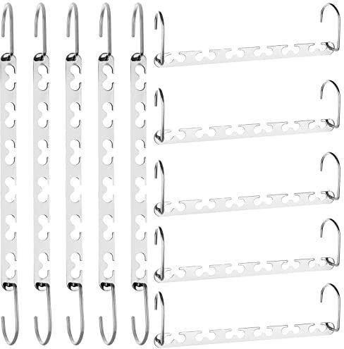 RAINBERG 5 Pack Metal Magic Hangers Space Saving Hangers Closet Space Saving Wardrobe Clothing Hanger Organizer, Updated Hook Design. (5)