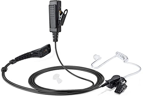 UAYESOK Walkie Talkie - Auricolare radio di sicurezza con grande microfono PTT per Motorola DP4400 DP3400 DP3400e DP4600e DP4800 DP4801e XPR6350 XPR6550 con tubo acustico ad aria accessori radio a 2