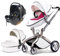 Hot Mom Kinderwagen 3in1 Set Klassik Kombikinderwagen, Modell F22 mit Alu-Rahmen/Vollgummireifen (Weiß-3)