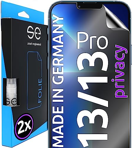 2x se® 3D SCHUTZFOLIE Privacy für Apple iPhone 13/13 Pro,Blickschutz, 100% Fingerabdruck & FaceID kompatibel, einfache blasenfreie Installation, Ultra-Klar, Stoß-Kratzfest, aus Deutschland