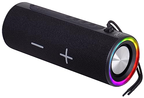 Trevi XR 8A35 Speaker Wireless 20W, Altoparlante Portatile con USB e Micro SD, AUX-IN, Funzione TWS, Luci Disco, Audio Potente e Resistenza all'Acqua IPX4, Batteria Ricaricabile, Nero