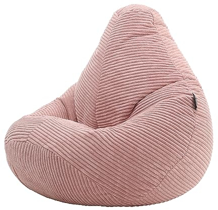 Icon Dalton Sitzsack Kinder, Rosa, Flauschiger Cord Stoff, Sitzsack Cord mit Füllung, Bequemer Kinder Gaming Sessel, Kuschelsessel, Lese Sessel, Schlafzimmer, Kinderzimmer, Spielzimmer