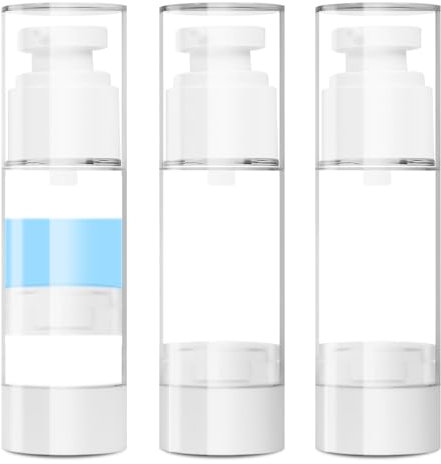 GIVITASOT 1OZ/30ML Airless Pump Bottles, 3 Pack Lotion Dispenser Travel Size Pump Bottles, Vacuum Cosmetic Travel Bottle for Lotion, Creams, Foundation, Cosmetic, with Labels, Wooeden Stick