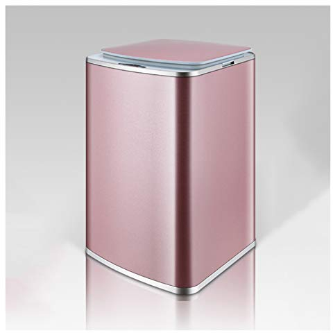 Poubelle de recyclage des déchets Poubelle à induction intelligente créative Poubelle domestique en métal avec couvercle Poubelle automatique rechargeable, parfaite pour la cuisine à domicile (Or rose