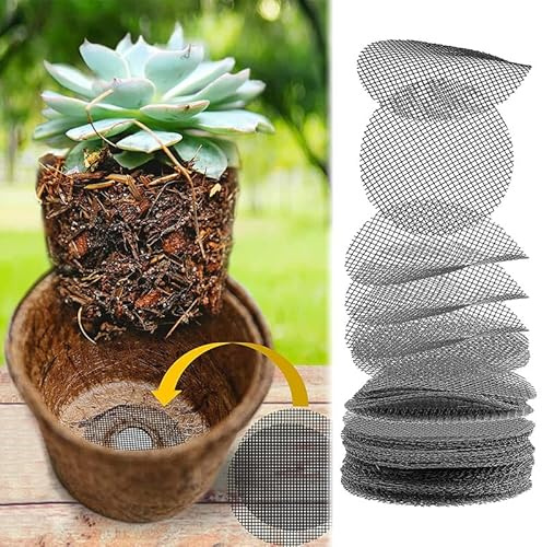 50 Stück Blumentopf Netz Mesh Pad Kunststoff Bonsai Abdecknetz Blumentopfloch Matten Verhindert Bodenverlust Garte Drainagegitter Unterseite Pad für Topfpflanzen Blumen Topf Bottom Grid Mat (7.5cm)