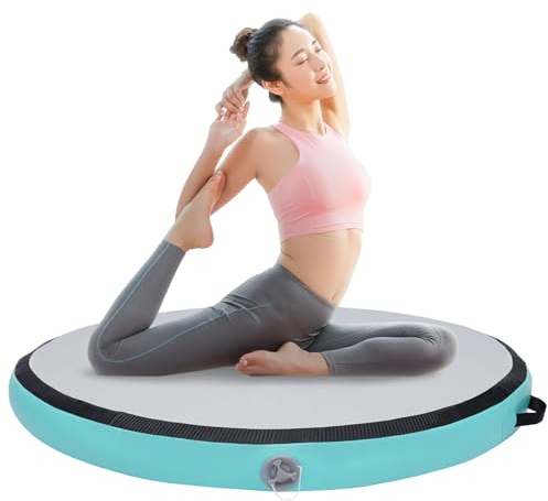 Aufblasbare Sport Yoga Trainings Gymnastikmatte mit Pumpe, 100 * 10cm,Rundes Aufblasbare Gymnastik-Yoga-Matte Park Kunst Tumbling Sprungbrett Yogamatte Rund