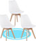 Dekohome Sillas de Comedor, Sillas de Cocina Nórdicas con Asiento Blando, Tapizado y Patas de Madera de Haya Resistente, Blanco, 3 Sillas