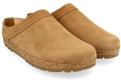 HAFLINGER Malmö Eleganter Clog aus Leder mit Gummisohle und Kork Latex Fußbett