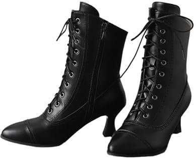 Stivali Da Donna Stivali Vittoriani Vintage Stringati Stivali Con Tacco Basso Stivaletti Alla Caviglia Stivali Gotici In Pelle Pu Stivali Da Strega Comodi Stivali Da Sposa Con Punta A Mandorla