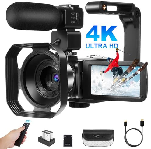 SOPPY Camcorder 4K Digital Video Camera 48MP 60FPS with WiFi IR Night Vision,18X Zoom Camera Recorder, 3.0“ Flip Screen Vlogging Camera for YouTube, 2.4G Remote Controller, 2 Batteries, 64GB SD Card